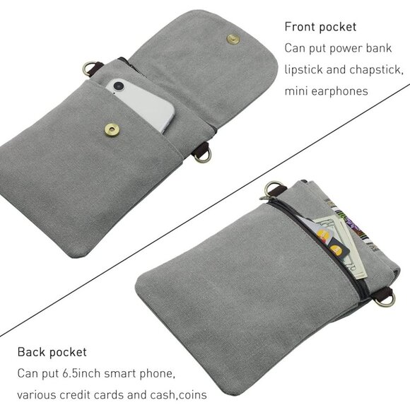 Women's Light Grey Vintage Embroidered Cute Mini Cross Body Bag Small Handbags - Picture 4 of 6